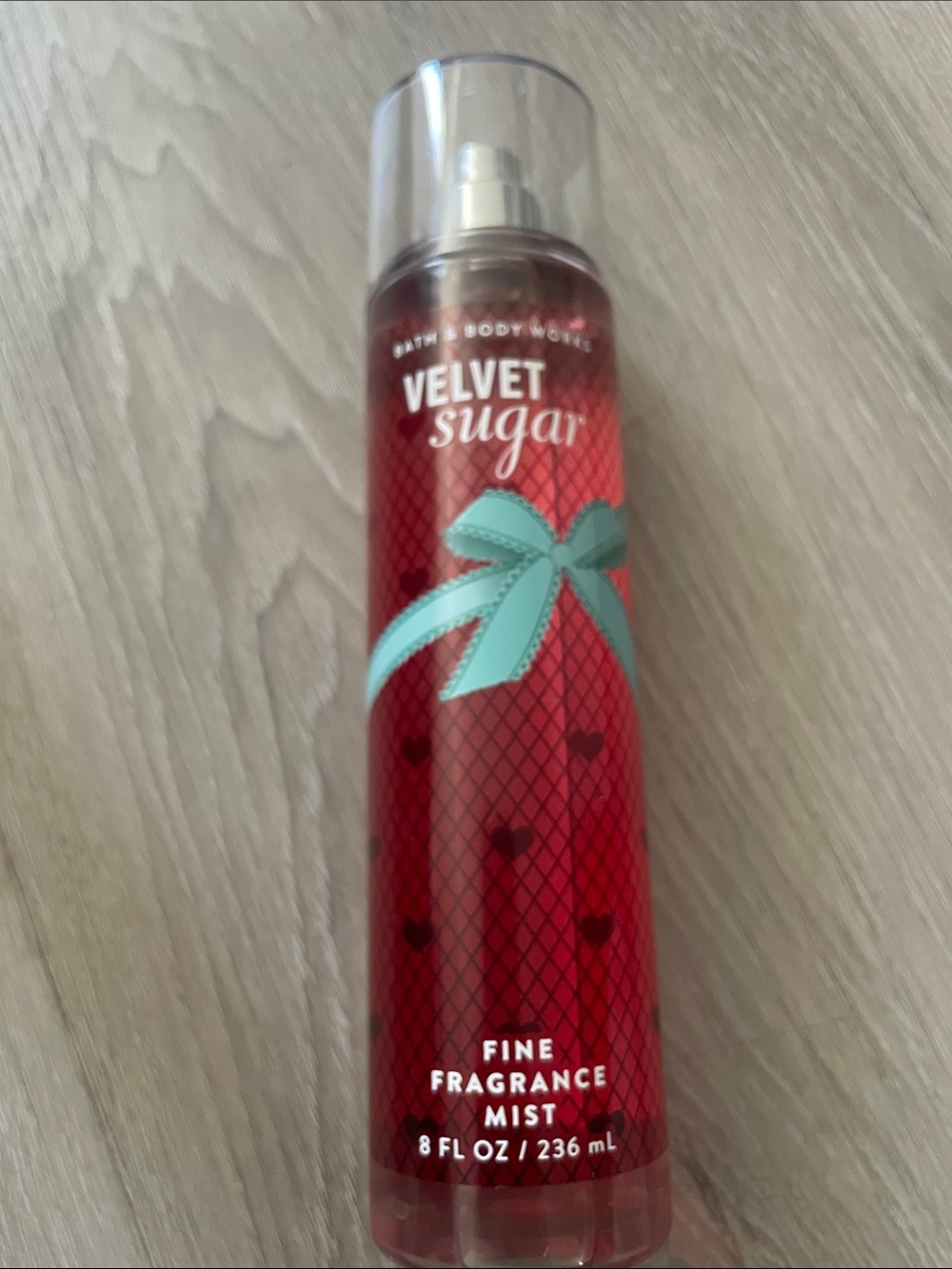 Bath & Body Works Velvet Sugar Fine Fragrance Mist - Red with Teal Bow